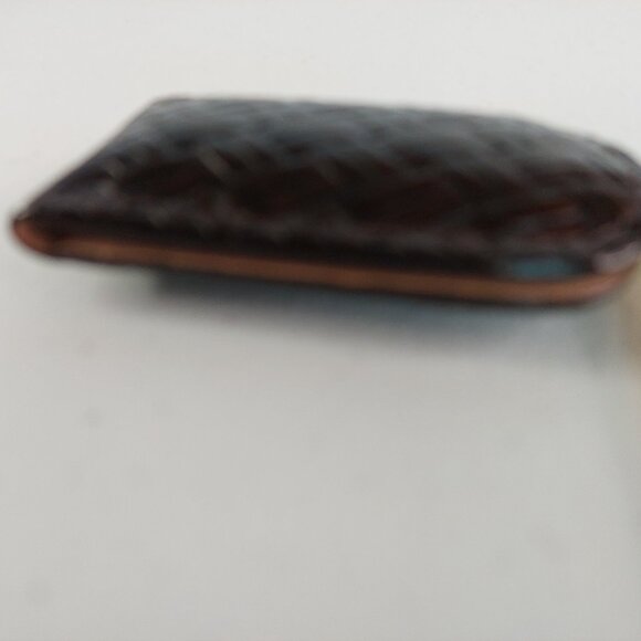 Leather Money Clip VTG Magnetic with basketweave leather Design Chocolate Brown - Picture 12 of 12